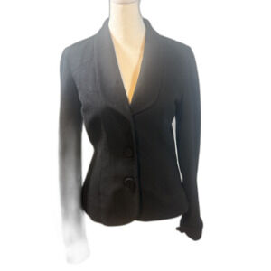 Tocca Women's Black Wool Blend Sculpted Blazer Jacket Size 2 Parisian style